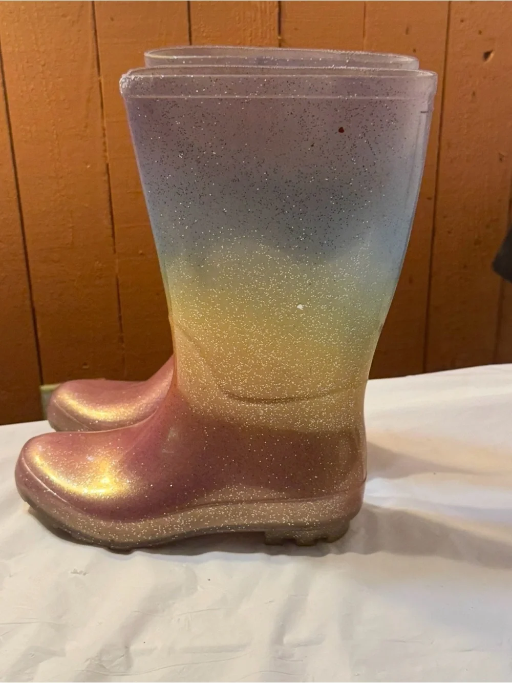 Cat & Jack Cece Glitter Rain Boots girls size 2Y